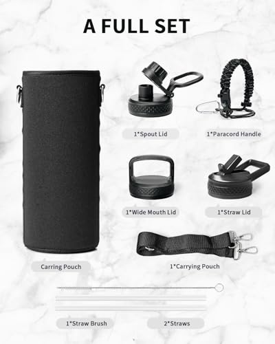 Trebo 1.2 L Edelstahl Trinkflasche Isoliert mit Paracord-Griff & 3 Deckeln – Ansicht 6