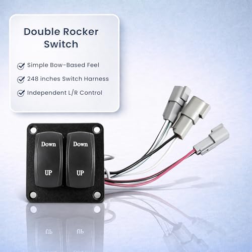 Image of 9 inch x 12 inch Standard Mount Electric Trim Tab Kit, | 12V(±3V) Boat Trim Tabs w /Double Rocker Switch,Stainless Steel Planes,Deutsch-Style Connectors for 16-25 ft Boats
