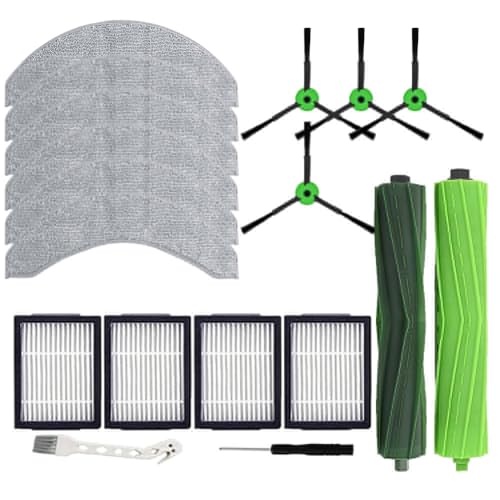 Donkivvy 18 Pcs Replacement Parts Compatible with Roomba for Combo J7+/Plus J Series Vacuum Cleaner, 2 Multi-Surface Roller Brushes, 6 Mop Cloths, 4 Filters, 4 Side Brushes, 1 Screwdriver