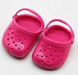 Cantidad: 1 par LINSUNG zapatos de agujero zapatos de mu?eca 18 pulgadas ni?a accesorios de ropa de mu?eca zapatillas zapatos de playa rose pink