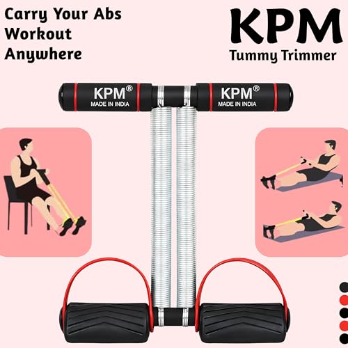 Image of KPM India's No.1 Tummy Trimmer Double Spring Ab Exerciser with Foot Pedals & Anti-Slip Foam Handles, Full Body Home Workout Equipment for Abs, Arms, Legs & Core Fitness (Made in India)