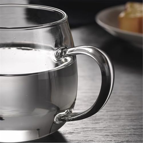 Taza de café de vidrio para desayunos con zumo y leche en la oficina diaria 8