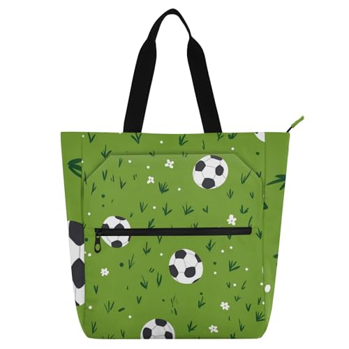 Bolsa de mano para niños y niñas con diseño de balón de fútbol y bolsillos de tela