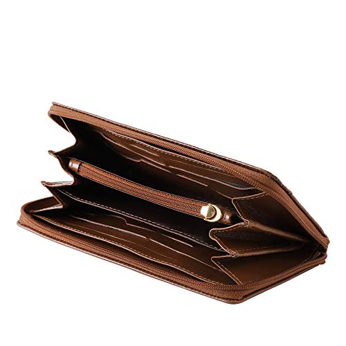 Carteira Couro Legítimo Feminina Mariart Fechamento Zíper 97 (Havana)