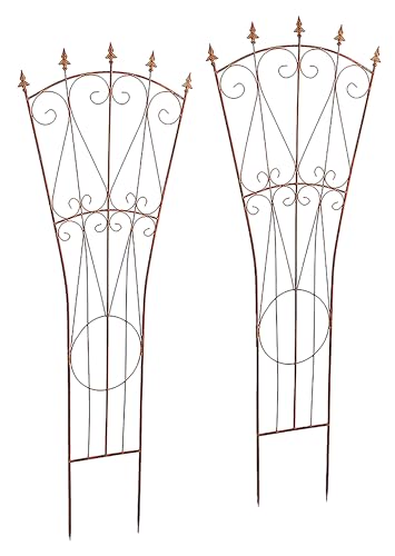 Kobolo Spalier Rankhilfe Rankgitter mit Ornamenten aus Metall - Rostoptik - 2er Set – Miniatur