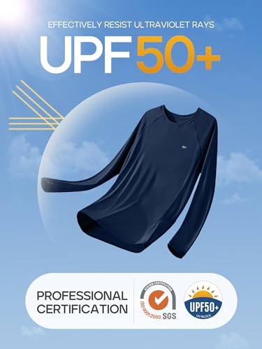 Image of IUGA Rash Guard for Women UPF 50+ SPF UV Protection Long Sleeve Workout Tops with Pockets Dry Fit Hiking Swim Shirt