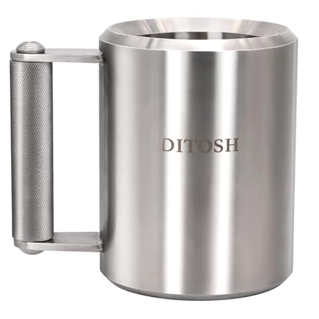 10kg/22lb Heavy Coffee Mug Challenge 304 Stainless Steel Dumbbell Cups Silver Overweight Sports Water Cup for Fitness Training Arm Strength Prank Gift Home Gym Workout Equipment 400ml/13.5oz