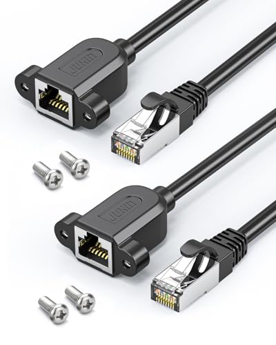 2 Packs Cable Ethernet Cat6a RJ45 1FT Macho a Hembra miniatura 1