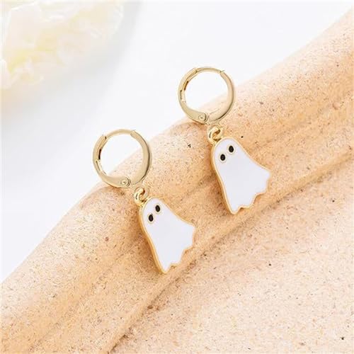 Coadipress Halloween Ghost Huggie Earrings - 14K Gold Plated, Cute Spooky Hoop Dangle Earrings for Women - Fun BOO Halloween Party Jewelry Gift2