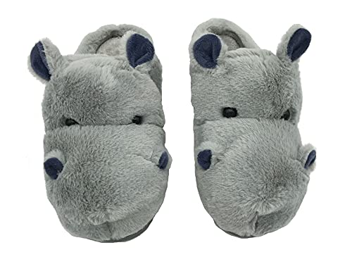 Fuzzy Hippo Slippers - Funny Plush Hippo Animal Slippers, Non-Skid Indoor Outdoor Hippo Style Cotton Shoes For Women Men
