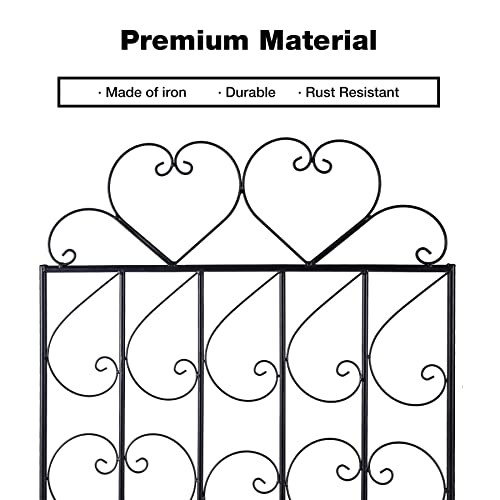 Playinyard 2 Pack Large Metal Garden Trellis For Climbing Plants, 60 Inch Tall Rustproof Sturdy Heart Trellis For Climbing Plants Roses Vines Flower Vegetable, Black #TOP3