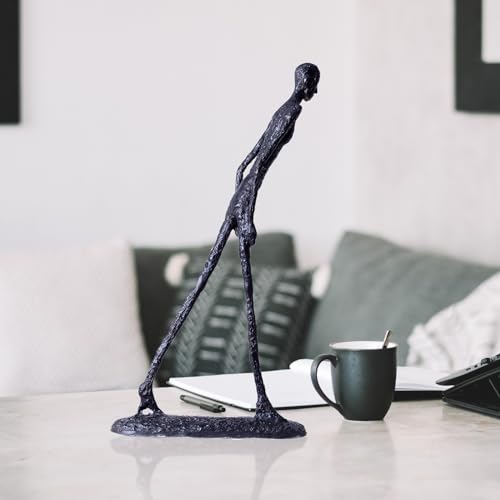 Estatua de hombre caminando en bronce 11.8 pulg miniatura 6