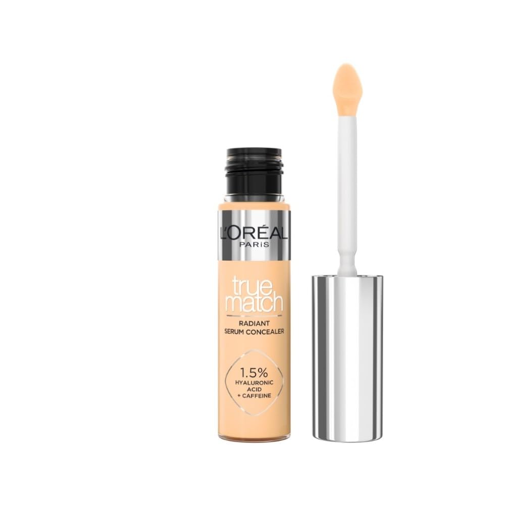 L'Oréal Paris Serum Concealer, Medium Coverage, Radiant Finish, With 1.5% Hyaluronic Acid and Caffeine, True Match, 5.5D, 11ml