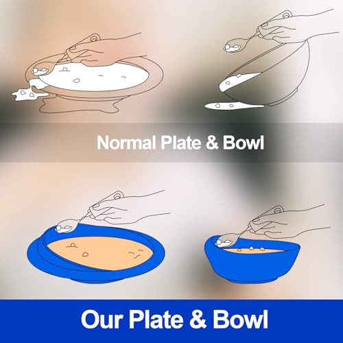 Maxcheck 2 Sets Adaptive Utensils for Elderly Bowl and Plate Spill Proof Non Slip Base Bendable Cutlery Knife Fork Spoons Self Feeding Dinnerware for Elderly Disabled People Hand Tremors Parkinson - Image 6