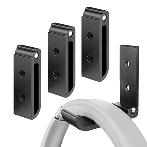 Linkidea 4 Pack Aluminum Alloy Coat Hooks, Foldable Wall Mounted Headphones Holder, Self Adhesive Fold Robe Hat Towel Keys Bags Hanger for Home (Black)