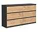 Produktbild 3xEliving Kommode Demi, Sideboard mit 6 Schubladen Anthrazit & Lancelot Eiche,B: 120cm H:79cm T:39cm Verschiedene Großen, Schrank für Wohnzimmer, Schlafzimmer, Flur, Büro