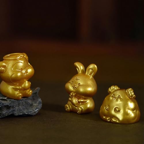 HOMSFOU Miniature Chinese Zodiac Statues Gold Resin Ornaments Set of 12 Micro Landscape Animal Figurines for Home Office Tabletop Decoration and New Year - Image 7