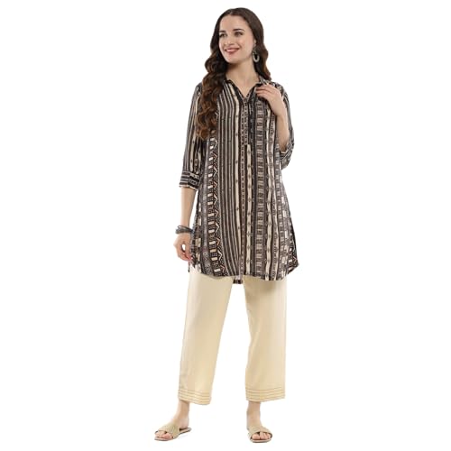 Image of BIBA Women Rayon Blend Regular Printed Straight Kurti