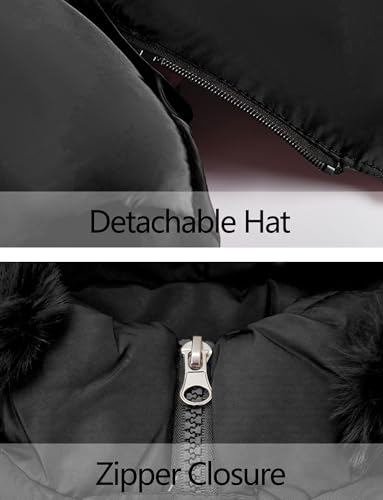 Happy Cherry Kid Girls Fleece Lining Coat with Belt Cute Pearl Dress Coat Winter Warm Fur Collar Snow Puffer Jacket 3-9Y4