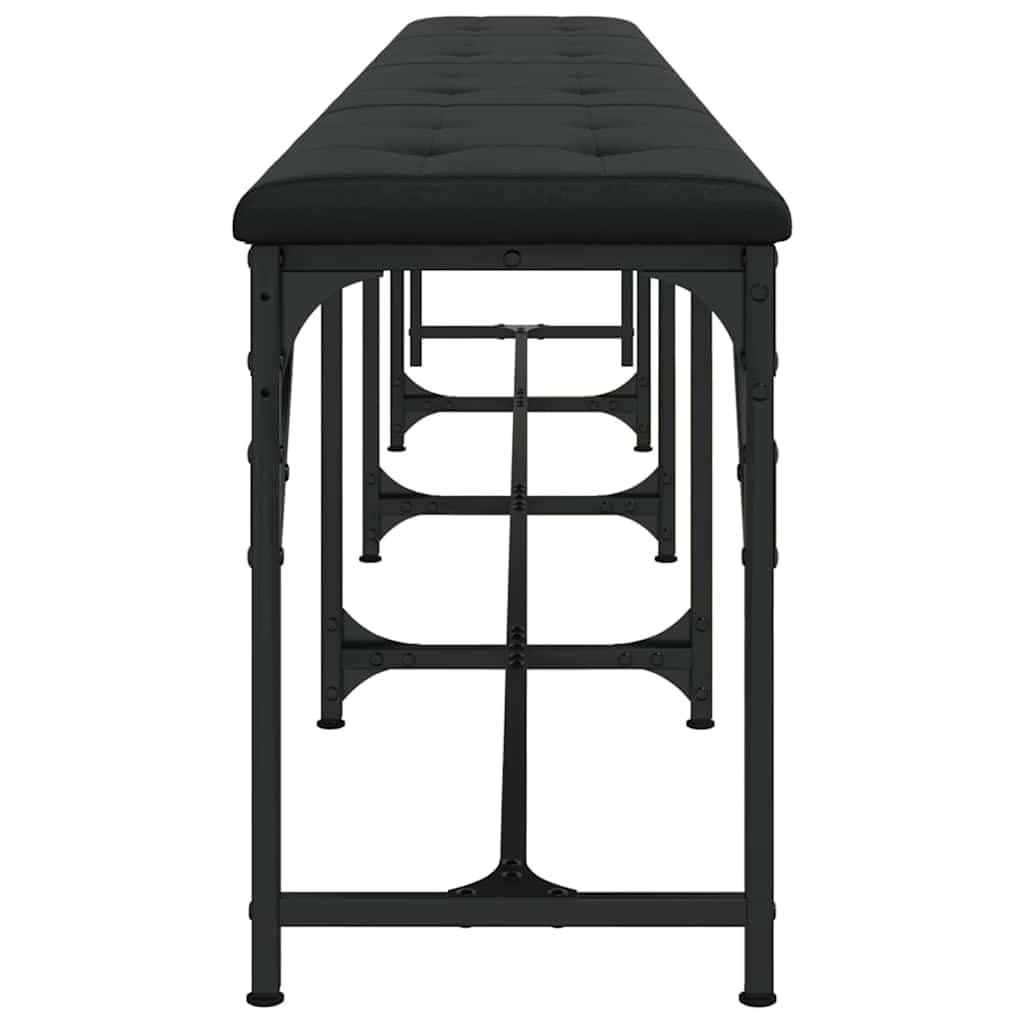 Banc à Manger Noir en Acier avec Coussin Similicuir 248x32x45 cm, Banquette Confortable pour Salle à Manger, Cuisine, entrée ou Salon, Assise rembourrée et Robuste pour Repas et Accueil