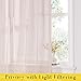 NICETOWN Blush Pink Semi Sheer Tie Top Linen Curtains 96 inch Long for Bedroom, Decorative Adjustable DIY Privacy with Light Filtering Curtains & Drapes for Girls Room, W52 x L96, 2 Panels