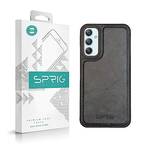 Image of SPRIG Compatible with Samsung Galaxy A34 5G Phone Glossy PU Leather TPU Premium Back Cover Drop Tested Shock Proof Mobile Case for Men, Women, Boys and Girls with Camera Protection (Blue)