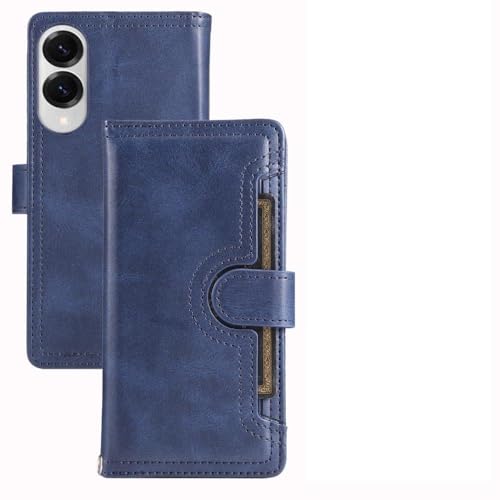 Étui cuir Samsung Galaxy S23 Ultra bleu double portefeuille au design raffiné avec multi-slots