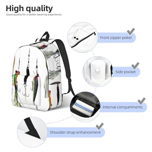 Sac à dos d'infirmière imprimé appâts de pêche avec compartiment ordinateur portable - 5