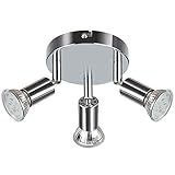 Creyer LED Deckenstrahler 3 Flammig, Schwenkbar LED Deckenleuchte, ø140mm (inkl. 3 x 4W GU10 LED Leuchtmittel, 400LM, Warmweiß) Modern Wohnzimmer LED Deckenspot, Rund LED Deckenlampe - Weiß Chrome