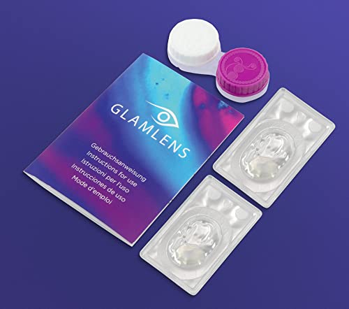 GLAMLENS Pisa Gray Grau + Kontaktlinsenbehälter | Sehr stark deckende natürliche graue Kontaktlinsen farbig | farbige Monatslinsen aus Silikon Hydrogel | 1 Paar (2 Stück) | DIA 14.20 | Ohne Stärke