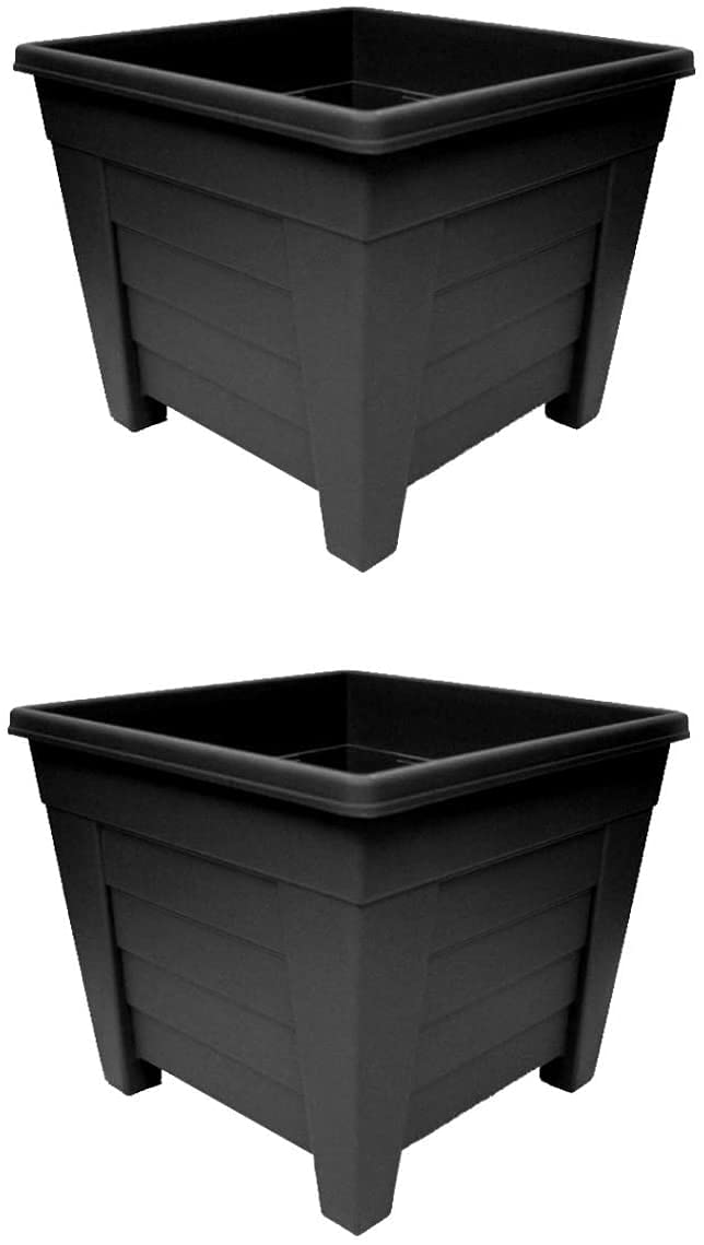 Grosvenor 3 x Square Flower Pot - 33 cm - Ebony