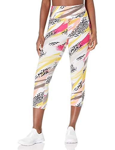 Calvin Klein Women's Premium Performance High Waist Moisture Wicking Legging, LEOPARD BRUSH NU BEIGE, Medium