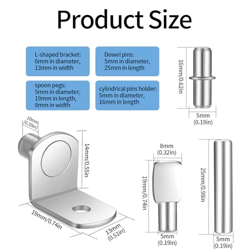 130 Pcs Shelf Bracket Pegs, 4 Styles Metal Shelf Pins, Shelf Support Pegs, 5mm 6mm Kitchen Cupboard Shelf Pegs - Image 2