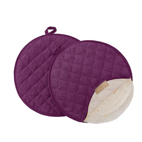 Lifaith Tortilla Warmer,Tortilla Server,Pancake Keeper,Size 12”&10” High Density Fabric Keep Warm,Bag to Keep Food Warm (Grape, 12 inch)