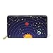 Produktbild Relesess Geldbörse aus echtem Leder, Planetensystem mit Reißverschluss, lange Geldbörse für Damen und Herren