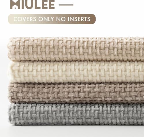 Image of MIULEE Pack of 4 Couch Throw Pillow Covers 22x22 Inch Neutral Beige /Brown Soft Decorative Chenille Pillow Covers Farmhouse Accent Cushion Covers for Boho Spring Home Decor Sofa Bedroom Living Room