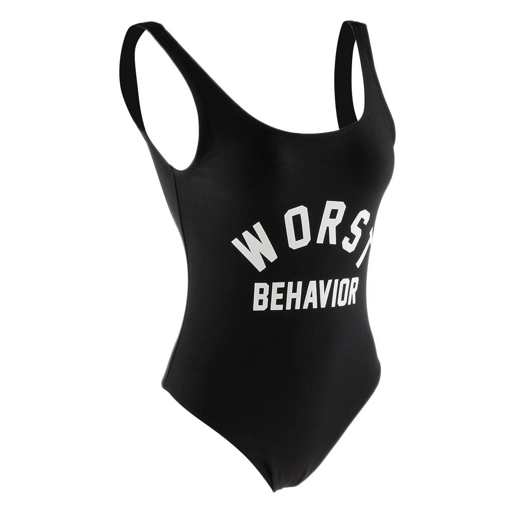 nivaa WORST BEHAVIOR Swimwear Onepiece Monokini Bikini Baywatch Swimsuit Black S-picture-7