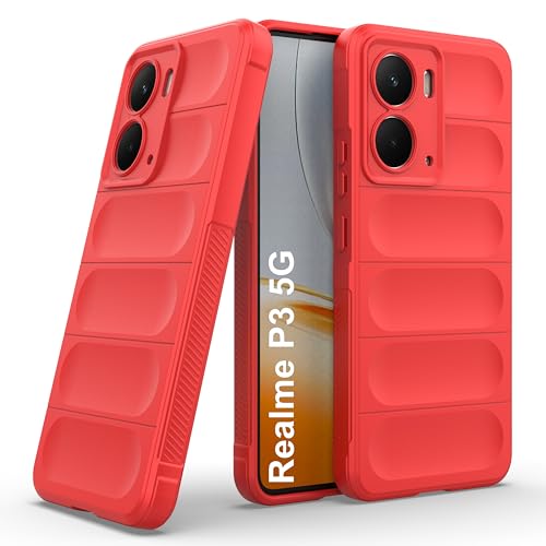 Image of amazon basics Back Case Cover for Realme P3 5G | Compatible for Realme P3 5G Back Cover | Liquid Silicon Magic Case with Camera Protection | Red
