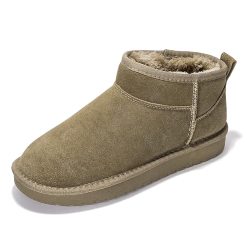 Project Cloud Genuine Suede Ankle Boots for Women - Water Resistant with Memory Foam Insole Winter Boots for Women - Trending Shoes & Comfortable Women's Ankle Boots (Hippy, Olive, 6.5)