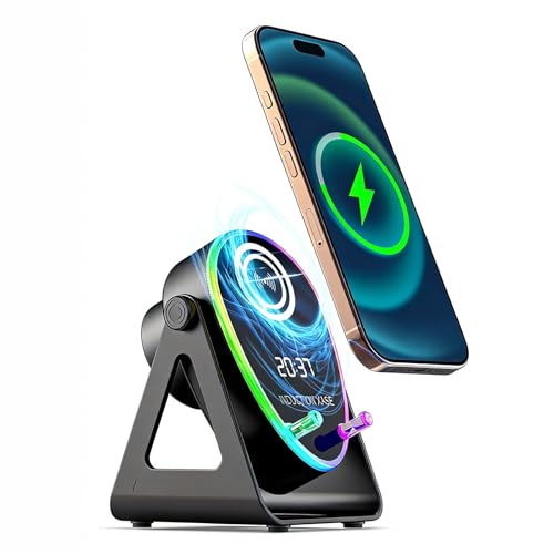 Hounyoln 5 in 1 Induction Bluetooth Speaker with Phone Stand, 1800mAh RGB Lighting Induction Speaker, 360° Surround Sound, 4-13" Device Fit, Ideal for Men Women, Parties, Gaming(Black (5 in 1))