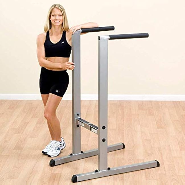 Body-Solid (GDIP59B) Dip Station - Heavy-Duty Steel Dip Bars with Slip-Proof Grips - Adjustable & Stable Pull-Up Stand for Strength Training - Powder Coated Fitness Equipment, Black