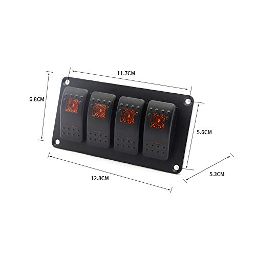 Zwbfu 4 Gang 5 Pin Rocker Switch Panel, impermeável On-Off backlit interruptores para carro, trailer