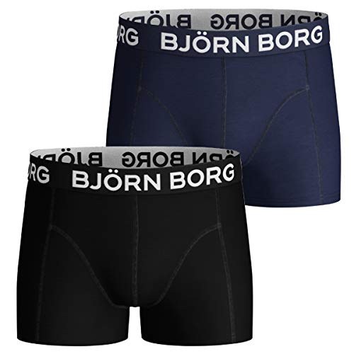 Extra morbidezza Bjorn Borg Shorts Solid 2p Boxer da Uomo, Nero Blu, M