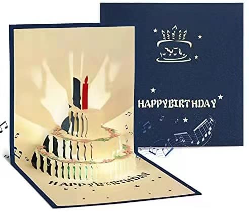 誕生日カード 音楽付き 光り ハッピーバースデーカード 3Dポップアップカード カードを開いて自動的に歌う 立体 グリーティングカード happy brithday 立体カード メッセージカード 記念日 お誕生日 カード お祝いカード ステッカーや封筒付き