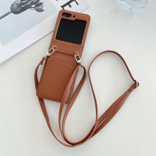 Étui portefeuille pour Samsung Galaxy Z Flip 5 4 3 avec porte-cartes et sangle