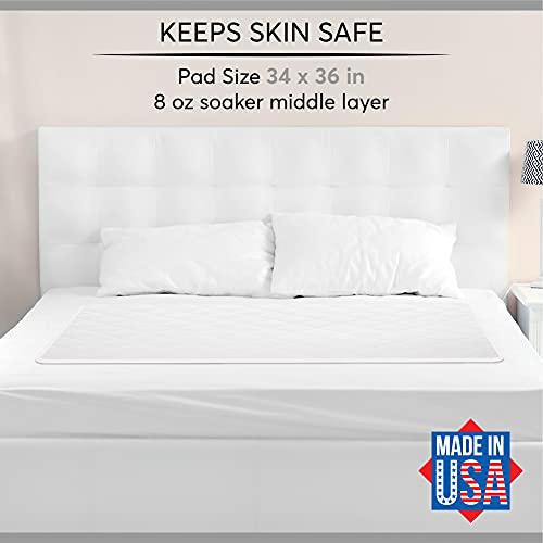 Heavy Absorbency Washable Underpads, 2 Pack, Green, Large Bed Pads, 34" X 36", For Use As Incontinence Bed Pads, Reusable Pet Pads, Great For Dogs, Cats, Bunny & Seniors, Made In The Usa #TOP4