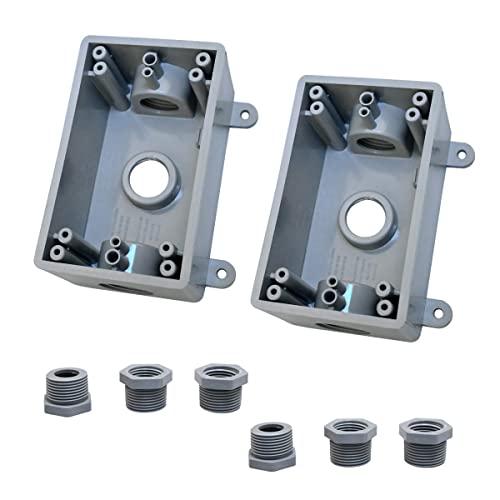 Yxx-Tech Single-Gang Electrical Box, Suitable 1/2-Inch Or 3/4-Inch Electrical Conduit Weatherproof Outdoor Outlet Box, Ul Listed，Plastic Junction Box Outlet（2Pcs） #TOP5
