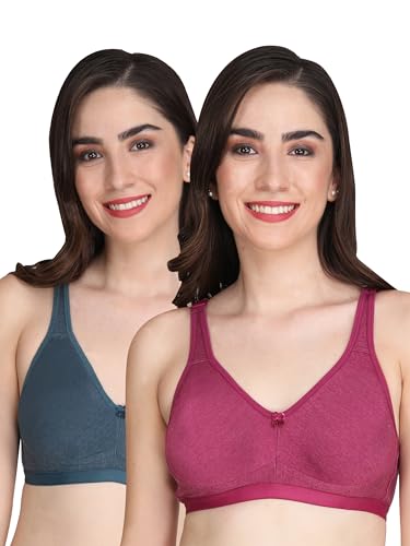 Image of Women Non Padded Bra - Made of Pure Cotton Full Coverage Non Wired Seamless Pushup Soft Cup for T-Shirt Saree Dress Sports Garment for Daily Use Everyday