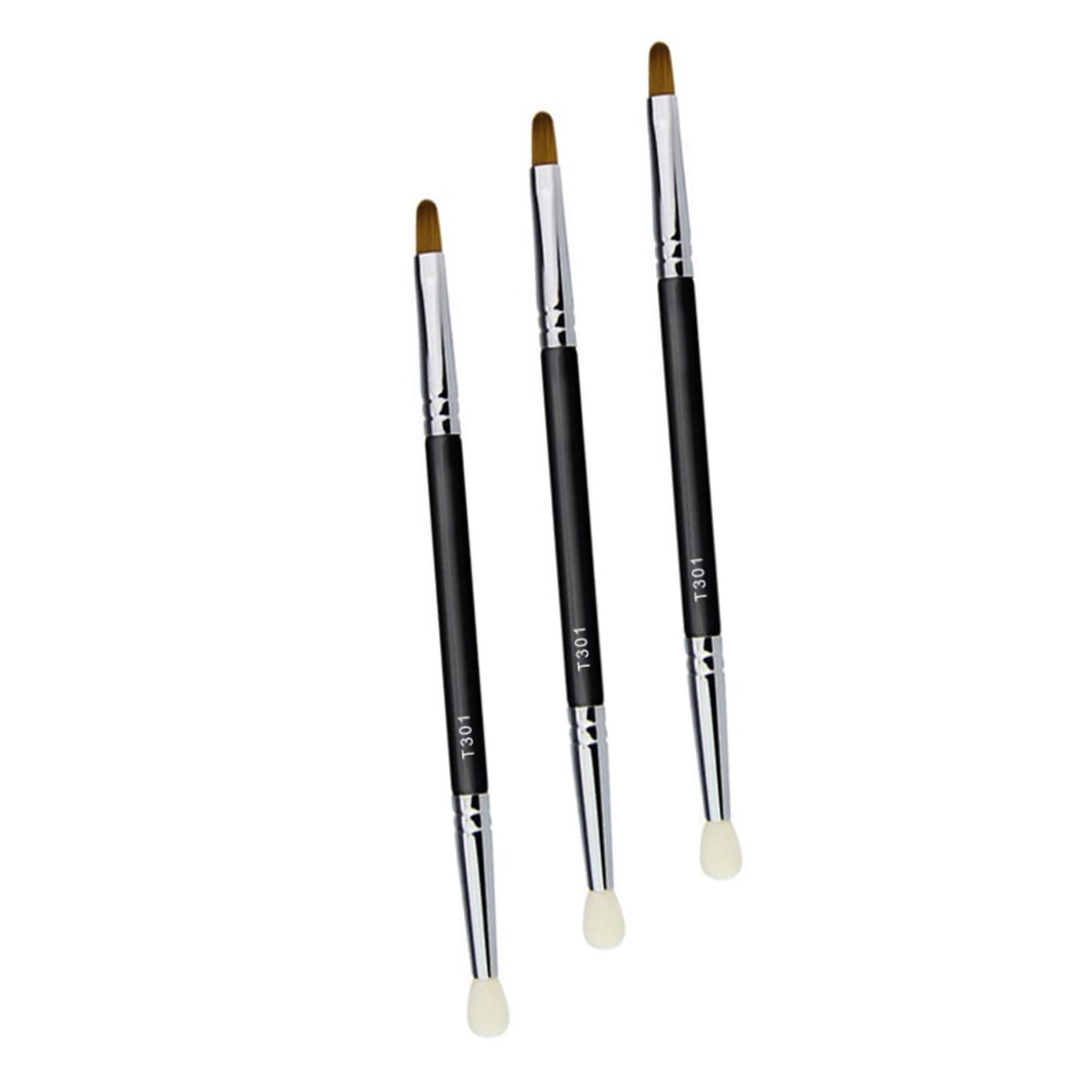3Pcs Double-head Concealer Brushes Thick Bristles Creative Eyeliner Makeup Tools Portable for Home Travel Party Use