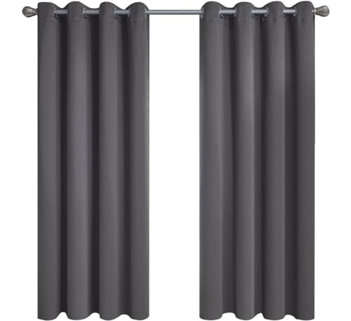 Topfinel Blackout Thermal Curtains for Living Room Bedroom,Dark Grey Soundproof Eyelet Curtains,Ultra Soft Extra long Window Treatments,46x54inch/117x137cm,2 Panels